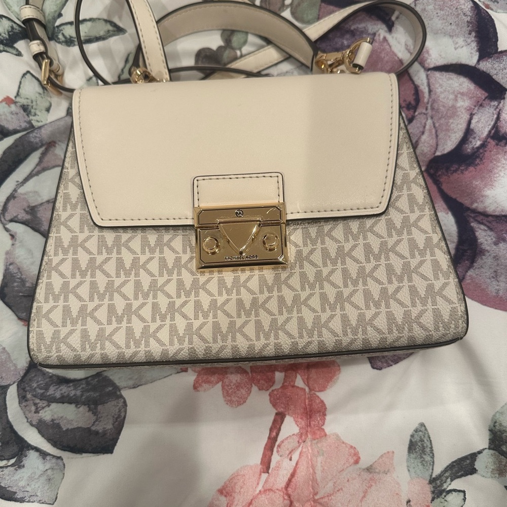 Michael Kors Cream and Gray Crossbody Bag